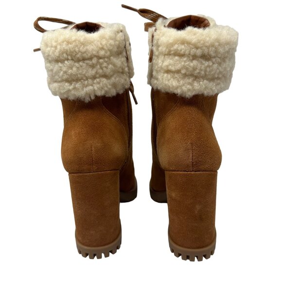 Gianni Bini Sight See Suede Shearling Lug Sole Booties Size 6.5 Hiker Platform - Picture 5 of 11